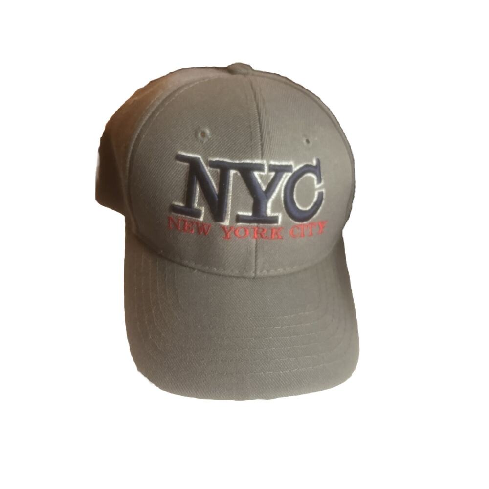 NYC New York City Baseball Hat Grey Navy Blue And Red Embroidered